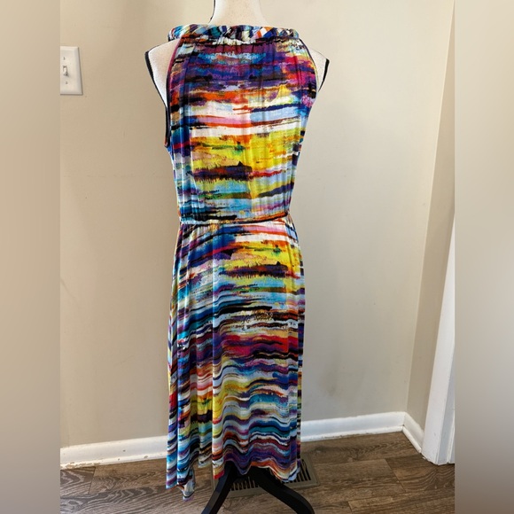 Neiman Marcus abstract striped colorful maxi dress SZ S/M - Picture 3 of 14